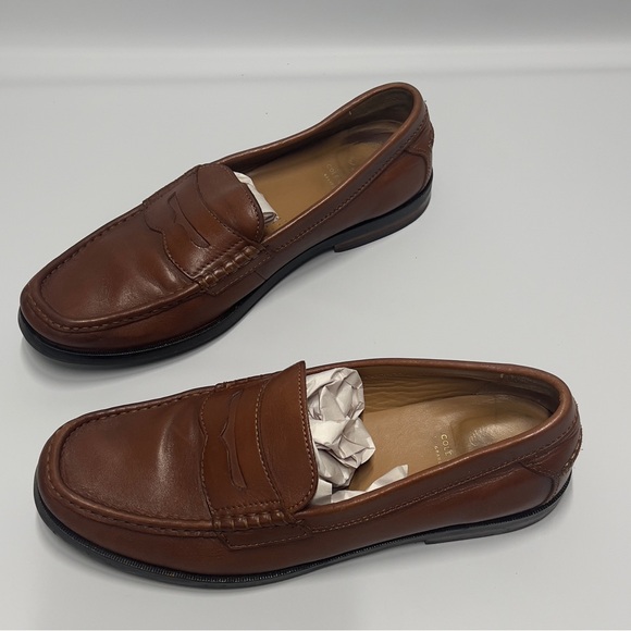 COLE HAAN Men’s Size 9 1/2M Brown Penny slip on  Loafers - Picture 5 of 11